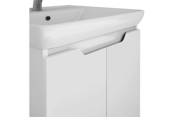 Тумба для комплекта Dreja Q Plus (D) 55 c опорами, белый глянец, с дверками, ручки хром