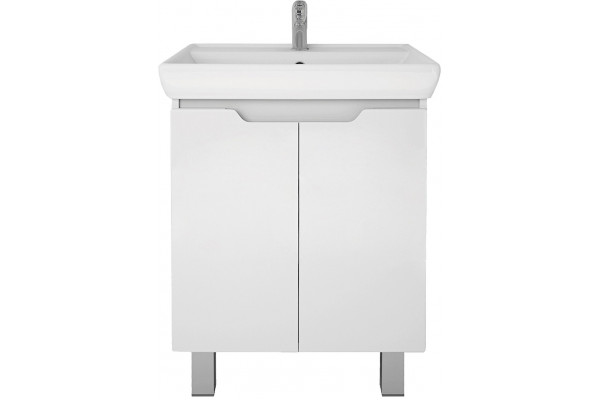 Тумба для комплекта Dreja Q Plus (D) 70 c опорами, белый глянец, с дверками, ручки хром