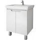Тумба для комплекта Dreja Q Plus (D) 70 c опорами, белый глянец, с дверками, ручки хром