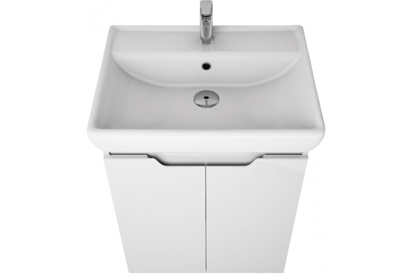 Тумба для комплекта Dreja Q Plus (D) 70 c опорами, белый глянец, с дверками, ручки хром