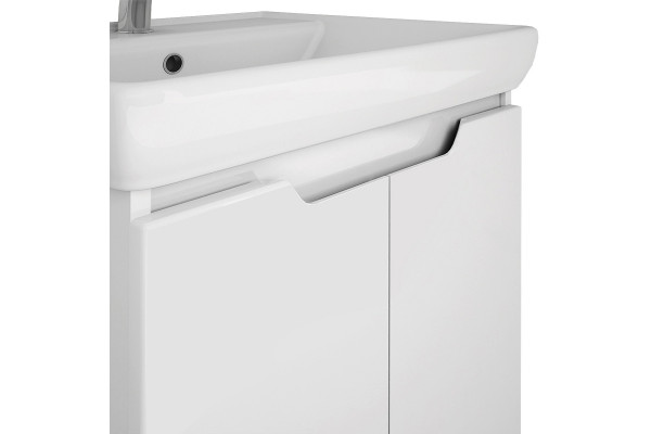 Тумба для комплекта Dreja Q Plus (D) 70 c опорами, белый глянец, с дверками, ручки хром