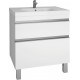 Тумба с раковиной Dreja Grace Plus 70 с опорами, белый глянец, с ящиками