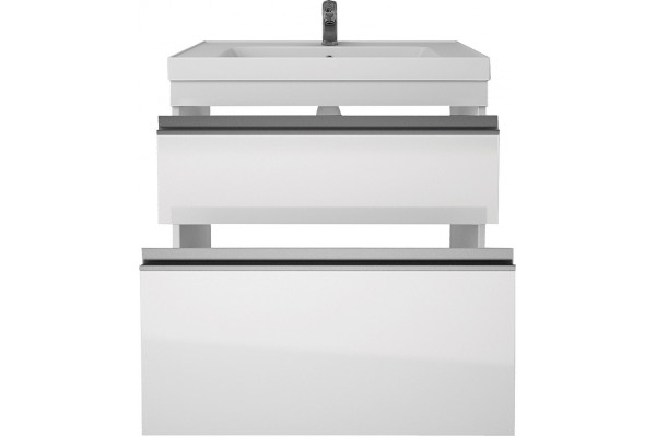 Тумба с раковиной Dreja Grace Plus 70 с опорами, белый глянец, с ящиками