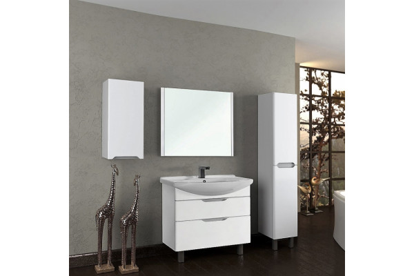 Мебель для ванной Dreja.Eco Laguna Plus 105 белая напольная, с ящиками