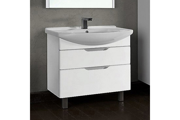 Мебель для ванной Dreja.Eco Laguna Plus 105 белая напольная, с ящиками