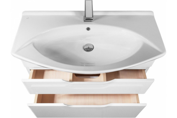 Мебель для ванной Dreja.Eco Laguna Plus 105 белая напольная, с ящиками