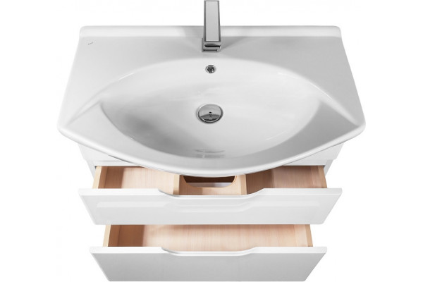 Мебель для ванной Dreja.Eco Laguna Plus 85 белая напольная, с ящиками
