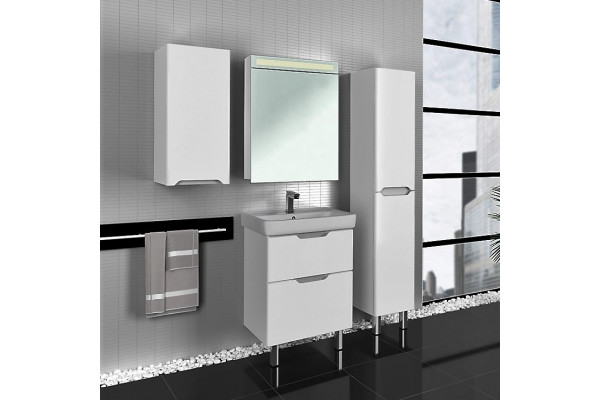 Мебель для ванной Dreja.Eco Q Plus 60 белая напольная, с подсветкой