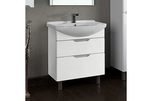 Тумба с раковиной Dreja.Eco Laguna Plus 85 белая, напольная, с ящиками