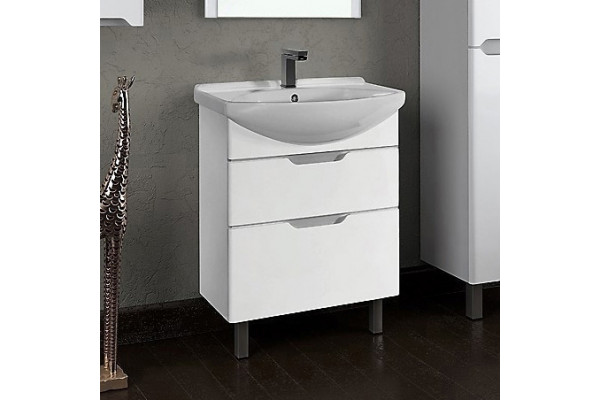 Тумба с раковиной Dreja.Eco Laguna Plus 75 белая, напольная, с ящиками