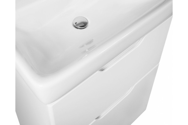 Тумба с раковиной Dreja.eco Q Plus 55 белая, напольная, с ящиками