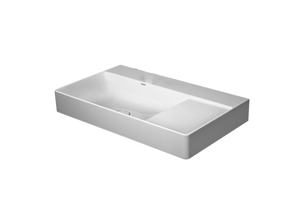 Duravit DuraSquare Раковина подвесная без перелива выпуск с керам покрытием 2 отм. отв под смес левая 80х47см покр WonderGliss цвет белый 23488000401