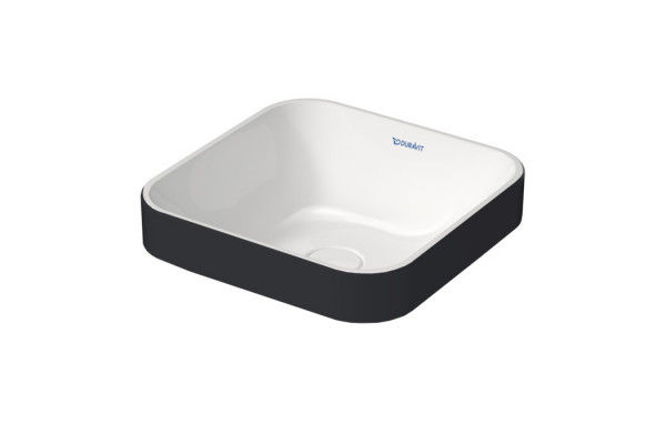 Duravit Happy D.2 Plus Раковина квадратная 400мм без переливас выпуском с керамической крышкой цвет Anthracite matt/белый 2359406100