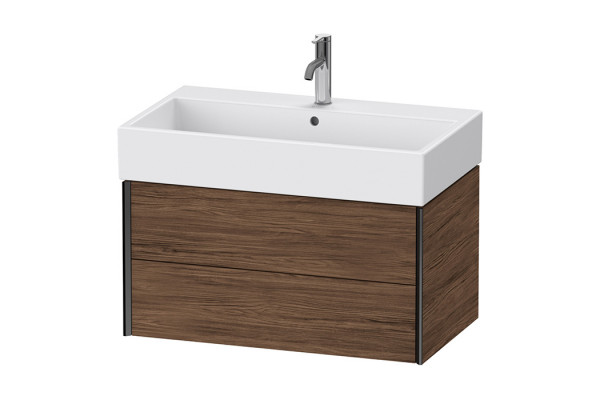 Duravit XViu Тумба подвесная 397x784x454мм для раковины #235080 2 ящика цвет: walnut dark/черный матовый XV43360B221