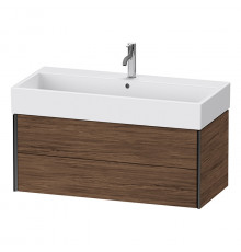 Duravit XViu Тумба подвесная 397x984x454мм для раковины #235010 2 ящика цвет: walnut dark/черный матовый