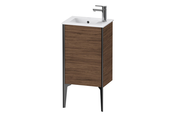 Duravit XViu Тумба подвесная 594x410x290мм для раковины #072343 1 дверь (петли справа) цвет: walnut dark/черный матовый XV4480RB221