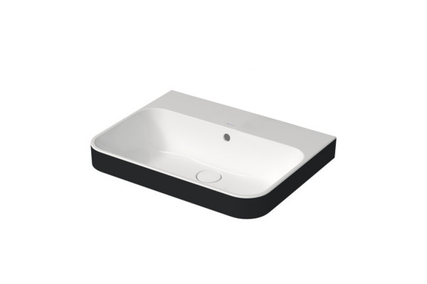 DURAVIT HAPPY D.2 PLUS Раковина 600х460 мм без отверстий для смесителя с переливом с креплением выпуск с керам клапаном цв белый/антрацит матовый 2360606160