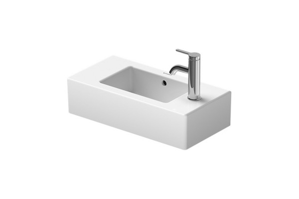 DURAVIT VERO Раковина 500х250 мм. с 1 отверстием для смесителя справа с переливом цвет белый 0703500008