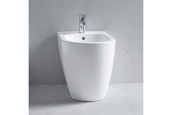 Duravit Me by Starck Биде напольное приставное  37х60 см  с 1 отв. под смеситель с креплением цвет белый с WonderGliss 22891000001