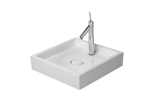 Duravit Starck 1 Раковина шлифованный вариант без перелива без площадки под смес. с 1 отв. вкл. крепление а также выпуск с керамической крышкой 0387470027