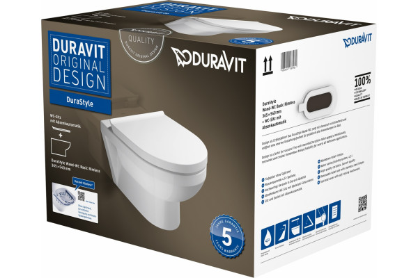 Унитаз подвесной Duravit DuraStyle 45620900A1 безободковый белый, овальный, 36.5x54 см