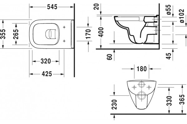 Унитаз подвесной Duravit D-code 45700900A1 безободковый белый, овальный, 35.5x54.5 см