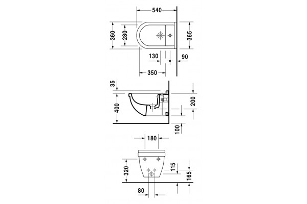 Биде подвесное Duravit Starck 3 228015 цвет белый, овальное, 36.5x54 см