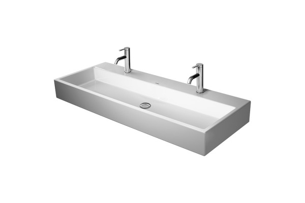 Duravit Vero Air Раковина 120 cm  без перелива с площадкой с площадкой с 2 отв. под смеситель Цвет белый 2350120043
