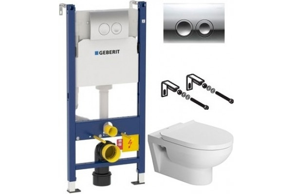 Комплект Унитаз Duravit DuraStyle безободковый + Инсталляция Geberit Duofix Delta 3 в 1 с кнопкой смыва, цвет белый,  в современном стиле