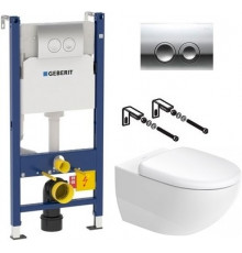 Комплект Унитаз Duravit Architec 45720900A1 + Инсталляция Geberit Duofix Delta 3 в 1 с кнопкой смыва, цвет белый,  в современном стиле