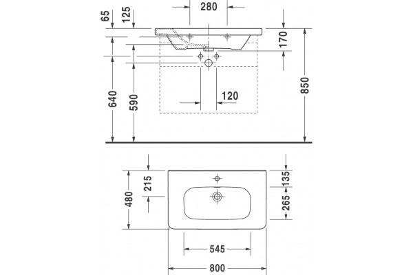Тумба с раковиной Duravit DuraStyle 80, подвесная, белая глянцевая, с ящиками, с доводчиками