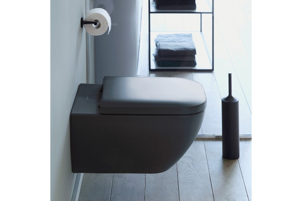 Унитаз подвесной Duravit Happy D.2 2222098900 rimless черный, прямоугольный, 36.5x54 см