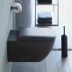 Унитаз подвесной Duravit Happy D.2 2222098900 rimless черный, прямоугольный, 36.5x54 см