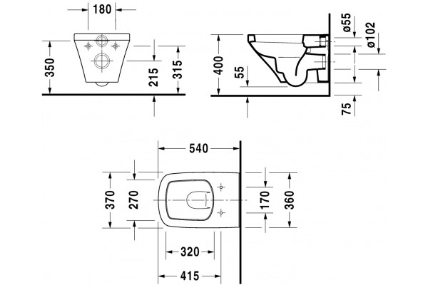 Унитаз подвесной Duravit DuraStyle 2552090000 белый, прямоугольный, 37x54 см