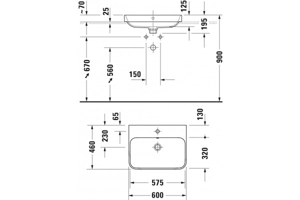 Раковина Duravit Happy D.2 Plus 2360601300 60 см прямоугольная, цвет черный