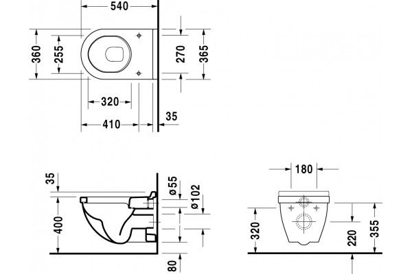 Унитаз подвесной Duravit Starck 3 2200090000 белый, овальный, 36.5x54 см