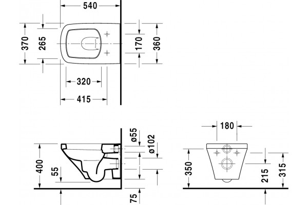 Унитаз подвесной Duravit DuraStyle 2536090000 белый, овальный, 37x54 см
