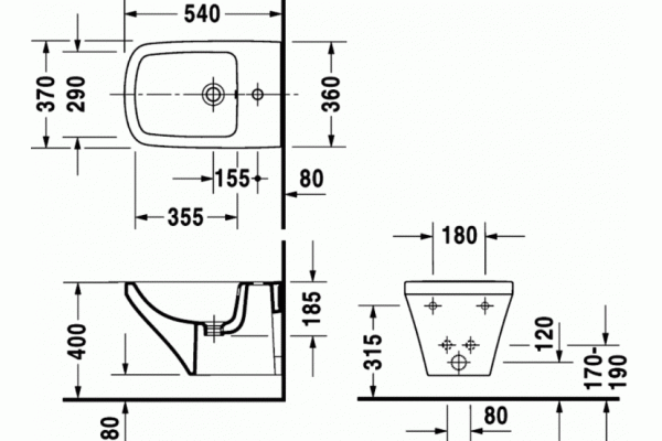 Биде подвесное Duravit DuraStyle цвет белый, прямоугольное, антивсплеск, 37x54 см
