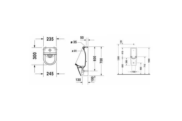 Писсуар подвесной Duravit Starck 3 с внешней подачей воды, белый, 24.5x30x70 см