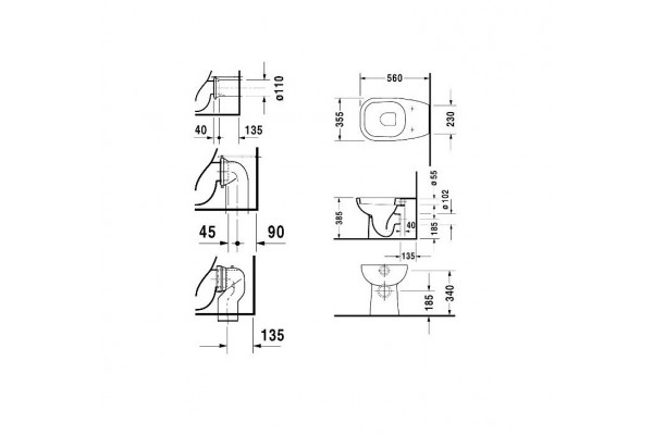 Унитаз приставной Duravit D-Code  белый, овальный, антивсплеск, 35.5x56 см