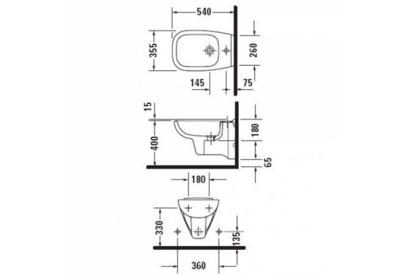 Биде подвесное Duravit D-Code цвет белый, овальное, антивсплеск, 35.5x54 см