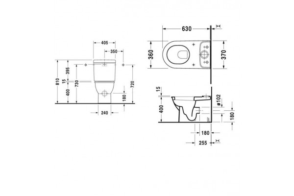 Унитаз напольный Duravit Darling New  белый, овальный, антивсплеск, 37x63 см
