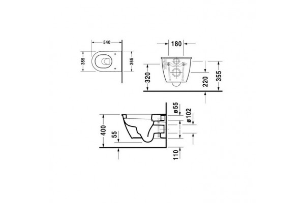 Унитаз подвесной Duravit Darling New  белый, овальный, антивсплеск, 36.5x54 см