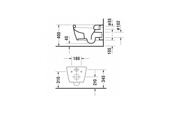 Унитаз подвесной Duravit ME by Starck с крепежем Durafix, белый, овальный, 37x57 см