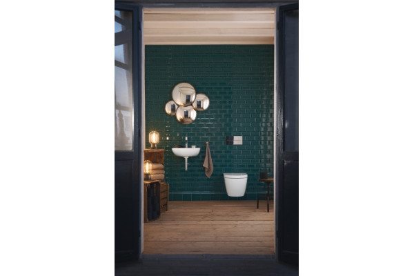 Унитаз подвесной Duravit ME by Starck без смывного обода с крепежем Durafix, белый, овальный, 37x57 см