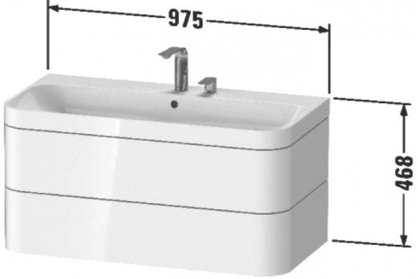 Тумба с раковиной Duravit Happy D.2 Plus 100 белая, подвесная, с ящиками