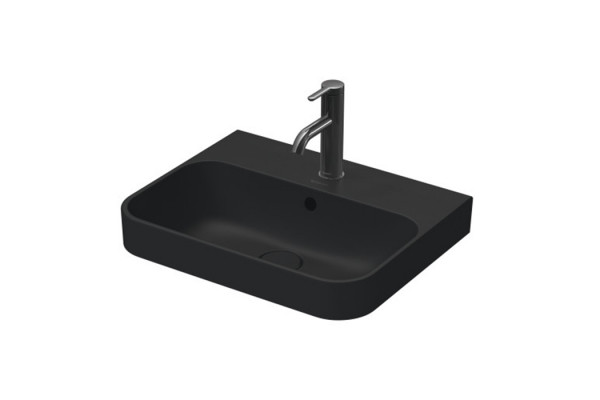 Duravit Happy D.2 Plus Раковина 500х400мм с переливом  1 отв под смес с креплением  выпуск с керам. покрытием покр WonderGliss цвет Anthracite ma 23605013601