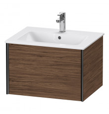 Duravit XViu Тумба подвесная 400x610x480мм для раковины #233663 1 ящик цвет: walnut dark/черный матовый