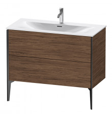 Duravit XViu Тумба подвесная 591x1010x480мм для раковины #234410 2 ящика цвет: walnut dark/черный матовый