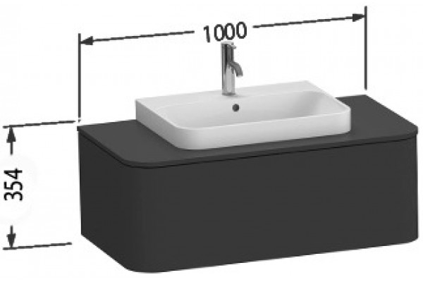 Тумба для комплекта Duravit Happy D.2 Plus 100 графит суперматовый подвесная, с ящиками